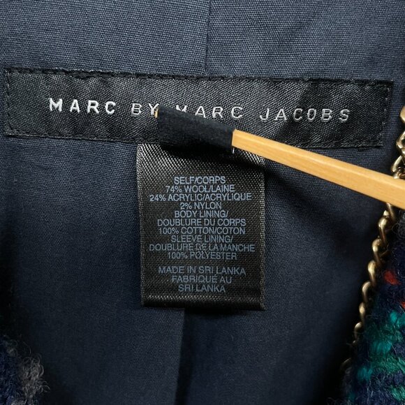 Marc by Marc Jacobs Plaid Checkered Wool Blend Coat Double Breasted Medium - Picture 11 of 13